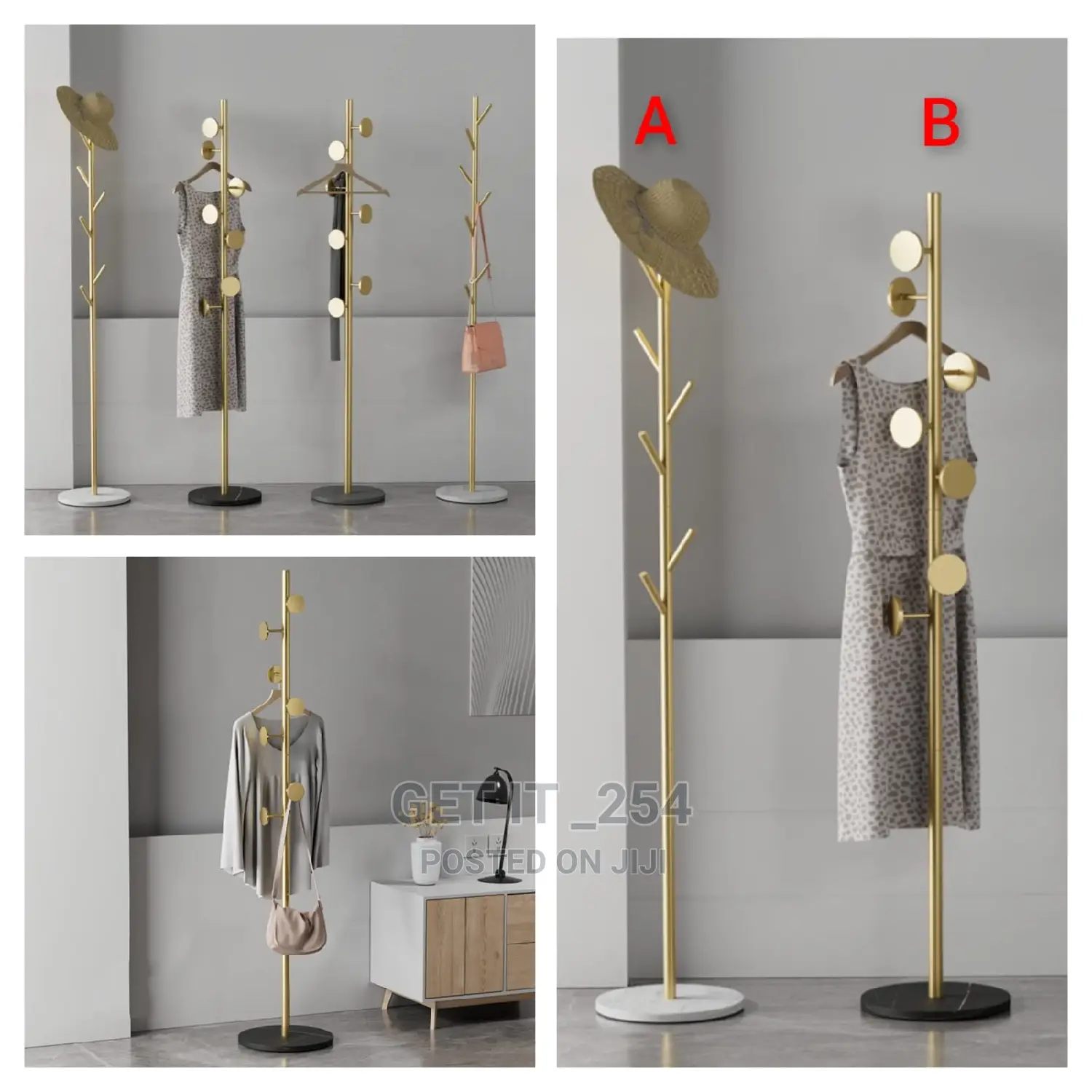 1.7m Marble Coat Hanger Floor Stand Coat Rack Home Clothing