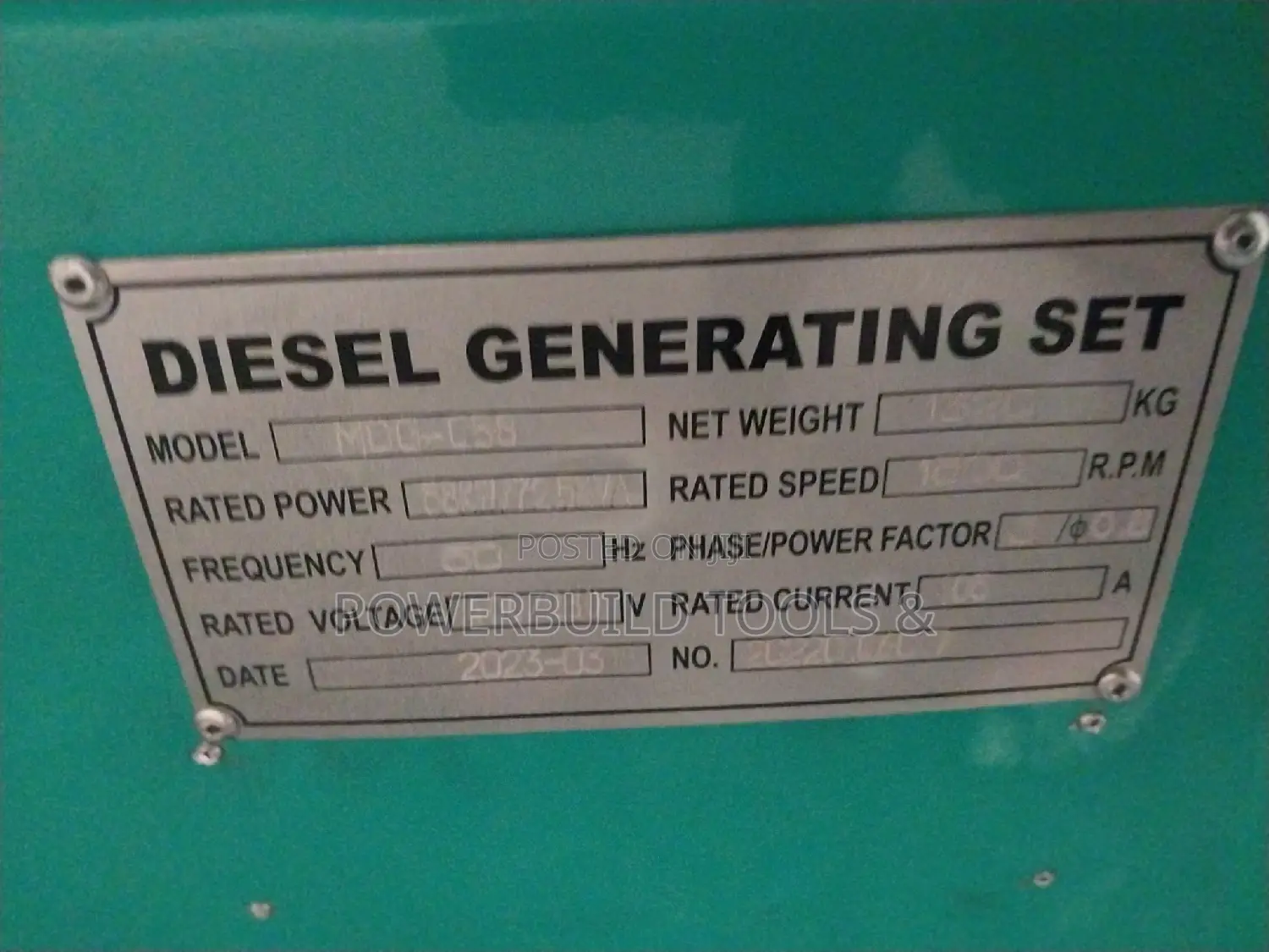Motovario Italy 72.5KVA Cummins Generator