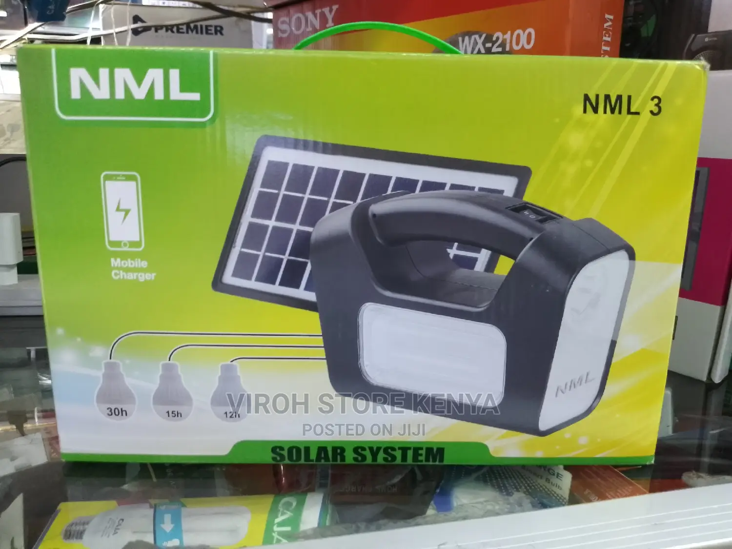 Complete Solar System 3 Bulbs + Solar + Battery + Cables