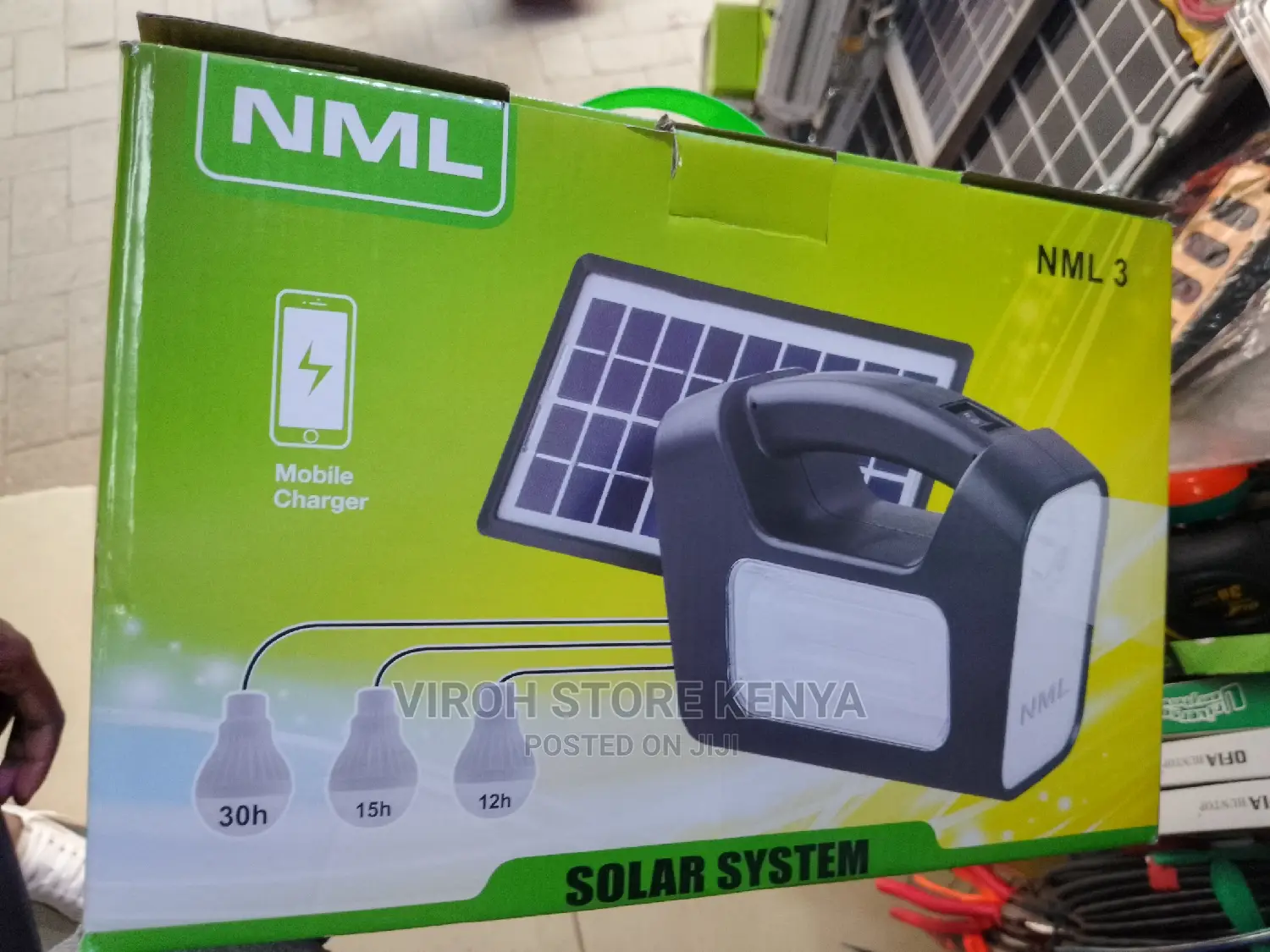 Complete Solar System 3 Bulbs + Solar + Battery + Cables