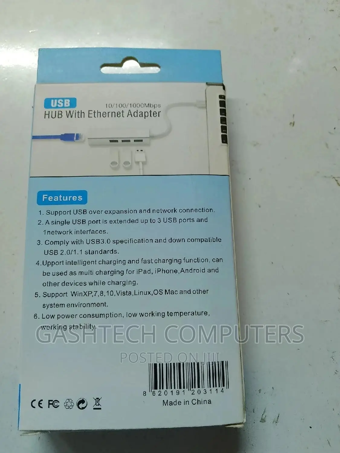 MBPS 3 Ports USB 3.0 Hub With Ethernet