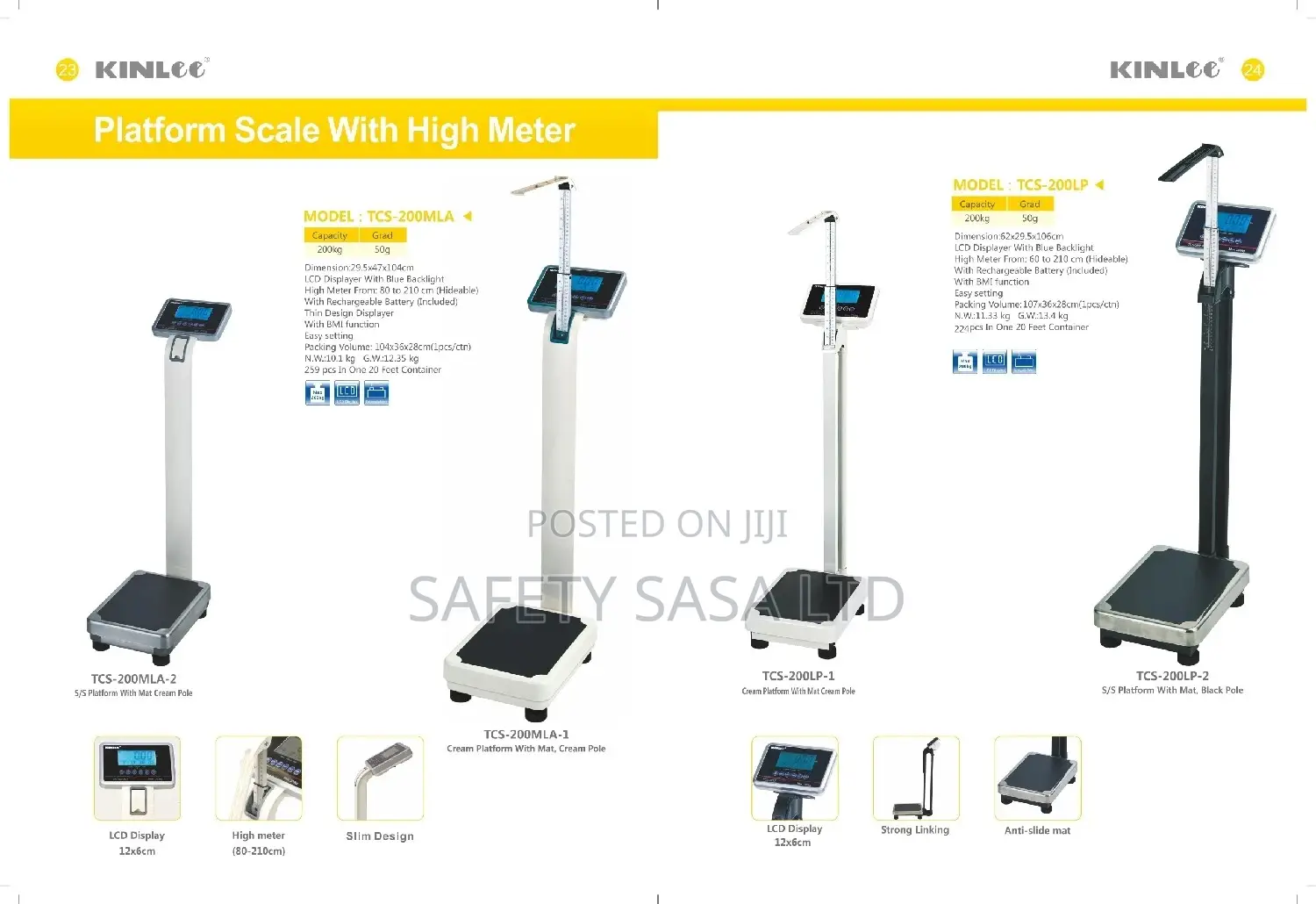 Digital Weighing Scale With Platform + High Meter +LCD +BMI
