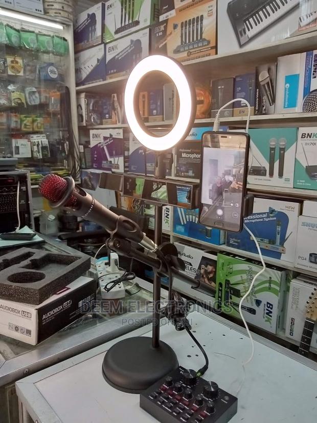 Ring Light and Recording Microphone Setup
