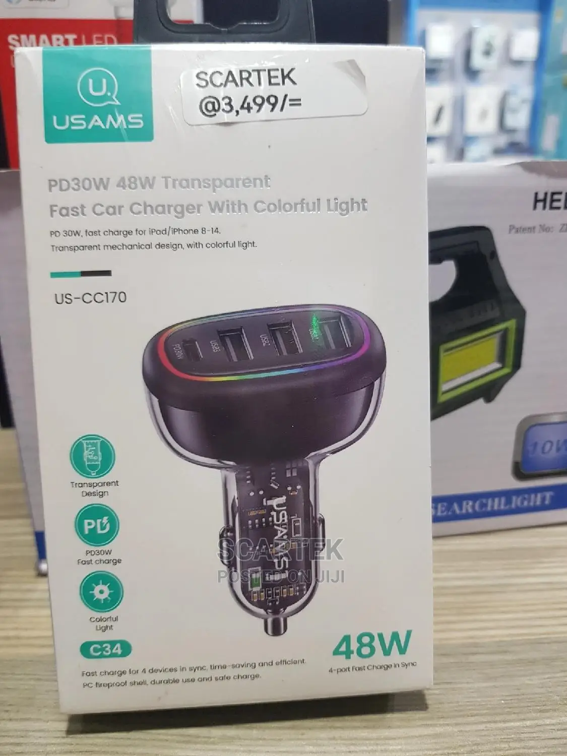 Pd30w 48W Transparent Fast Car Charger