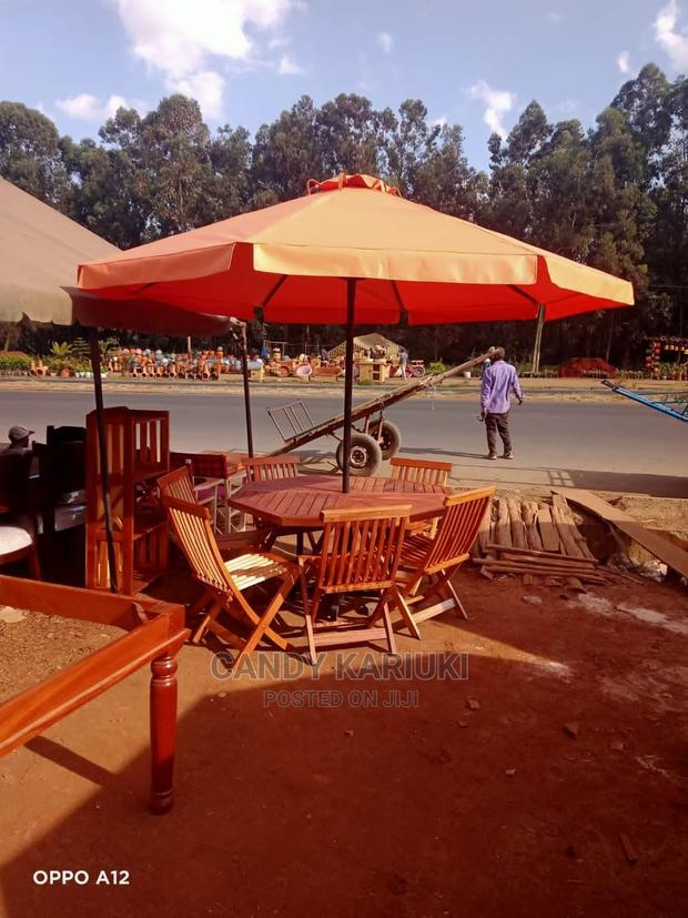 6 Foldable Garden Seats, Table Plus Umbrella - main view