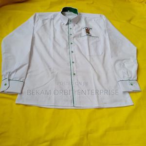 White Branded Long Sleeve Corporate Shirts - main view