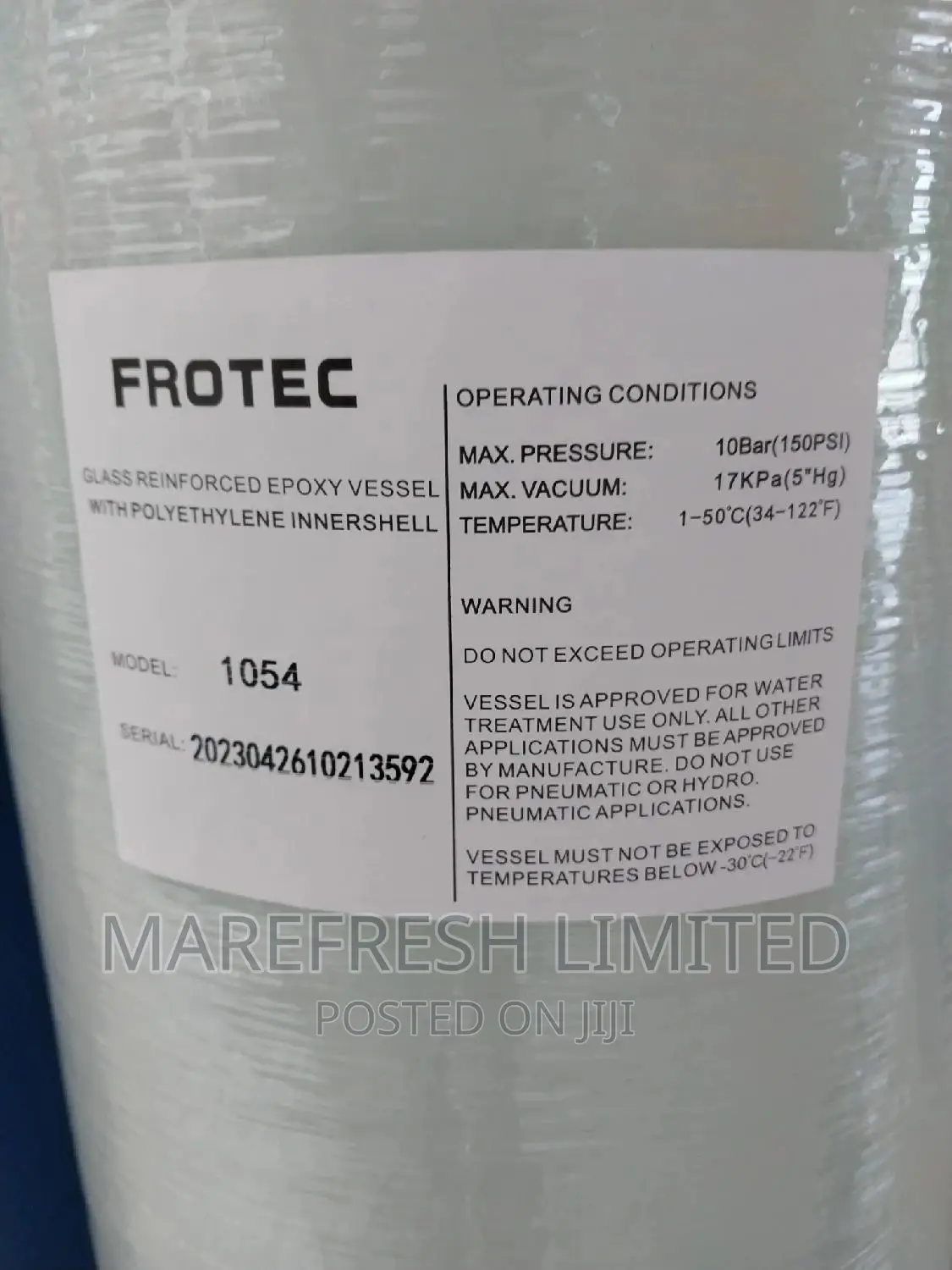 FRP Tank Vessel 1054,844,1252,1665,1354,