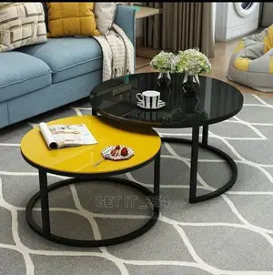 Glass Nesting Tables With Marble Effect.