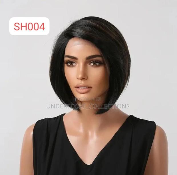 Semi-Human Short Bob Wigs - main view