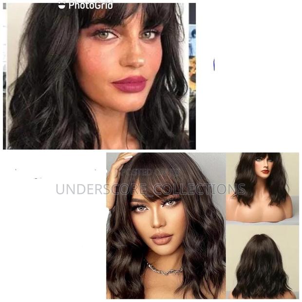 Curly With Bang Wigs 16 Inch Semi Human - main view