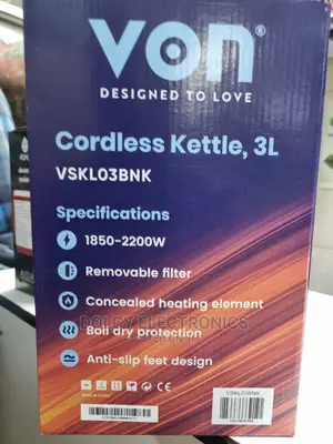Von VSKL03BNK 3L Cordless Kettle