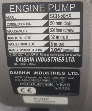 SCR-50HX Daishin Honda Water Pump 2 Inches GX160