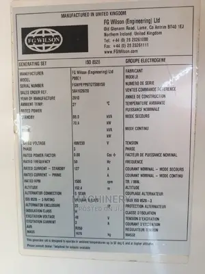 88kva Slightly Used Fg Wilson Perkins UK Generator