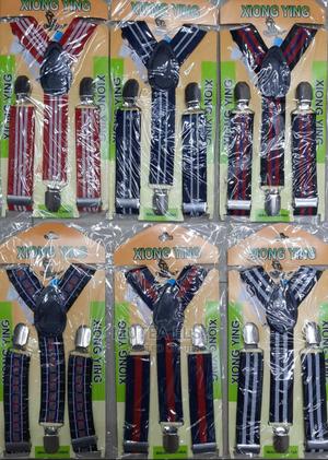 Black ,Red White Stripped Kid Suspenders - thumbnail 2