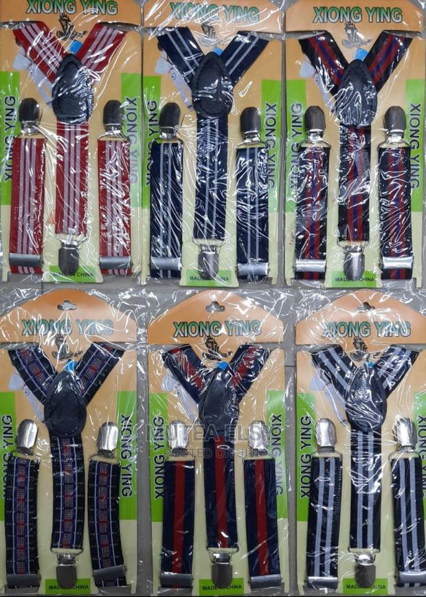 Black ,Red White Stripped Kid Suspenders - main view