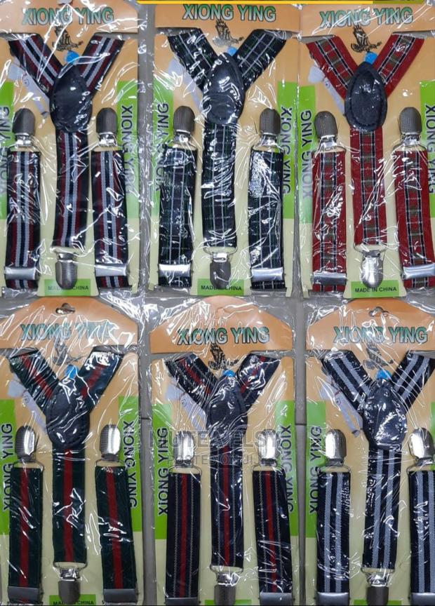 Black ,Red White Stripped Kid Suspenders - thumbnail 3