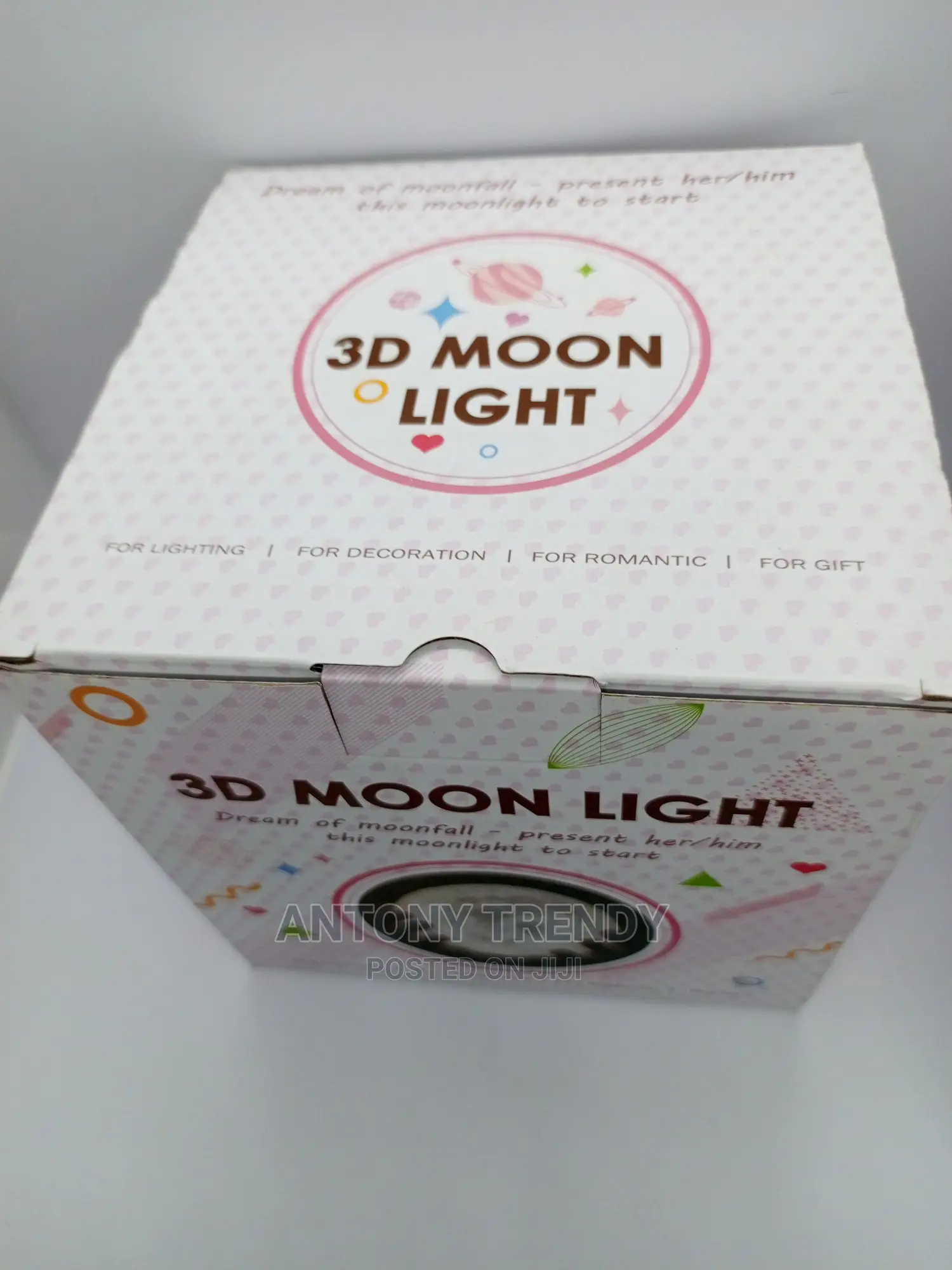 3D Painted Starry Moon Light With Wooden Stand
