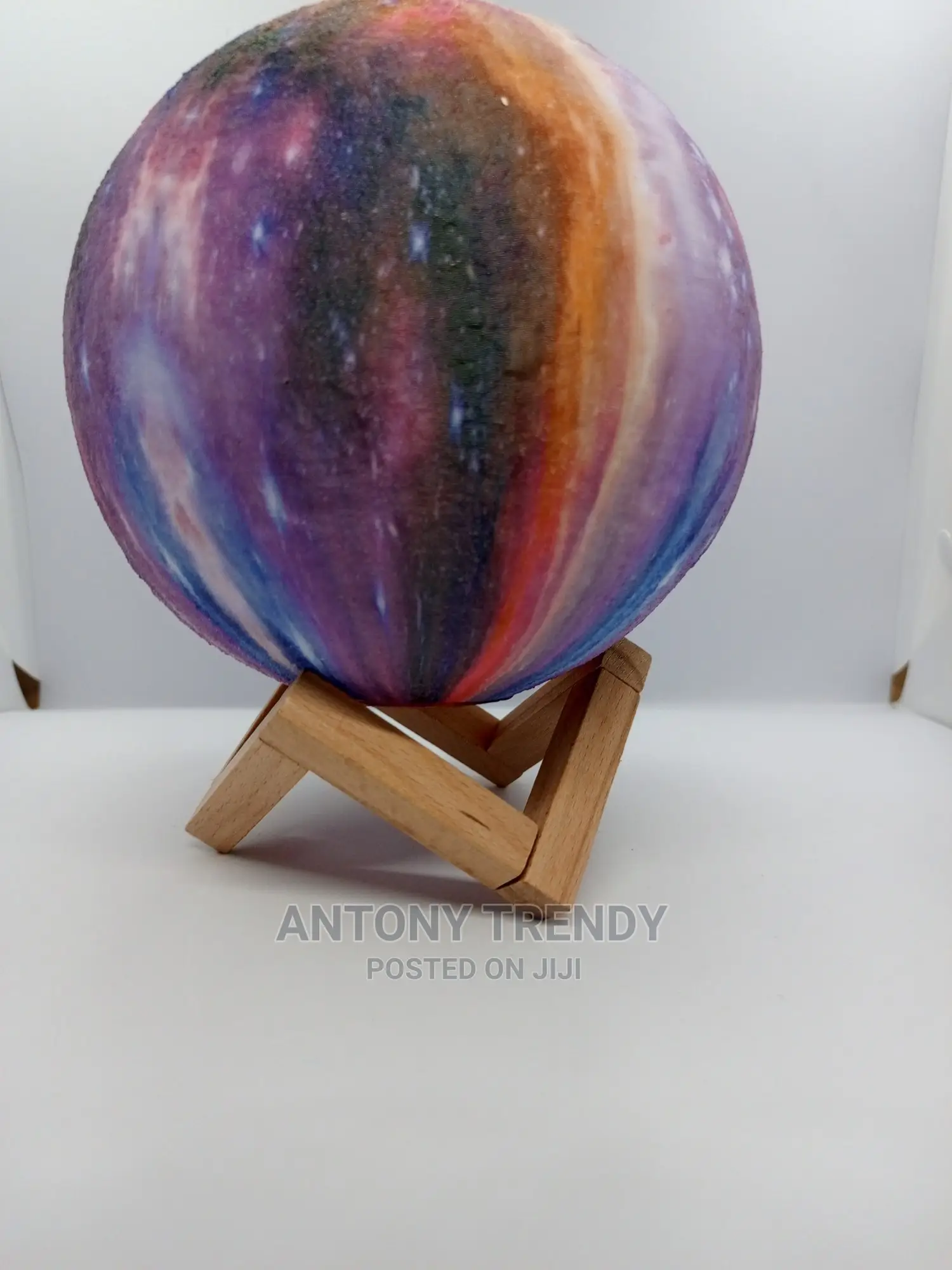 3D Painted Starry Moon Light With Wooden Stand