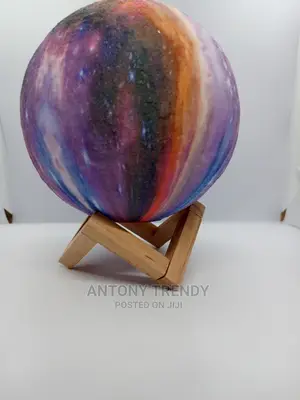 3D Painted Starry Moon Light With Wooden Stand