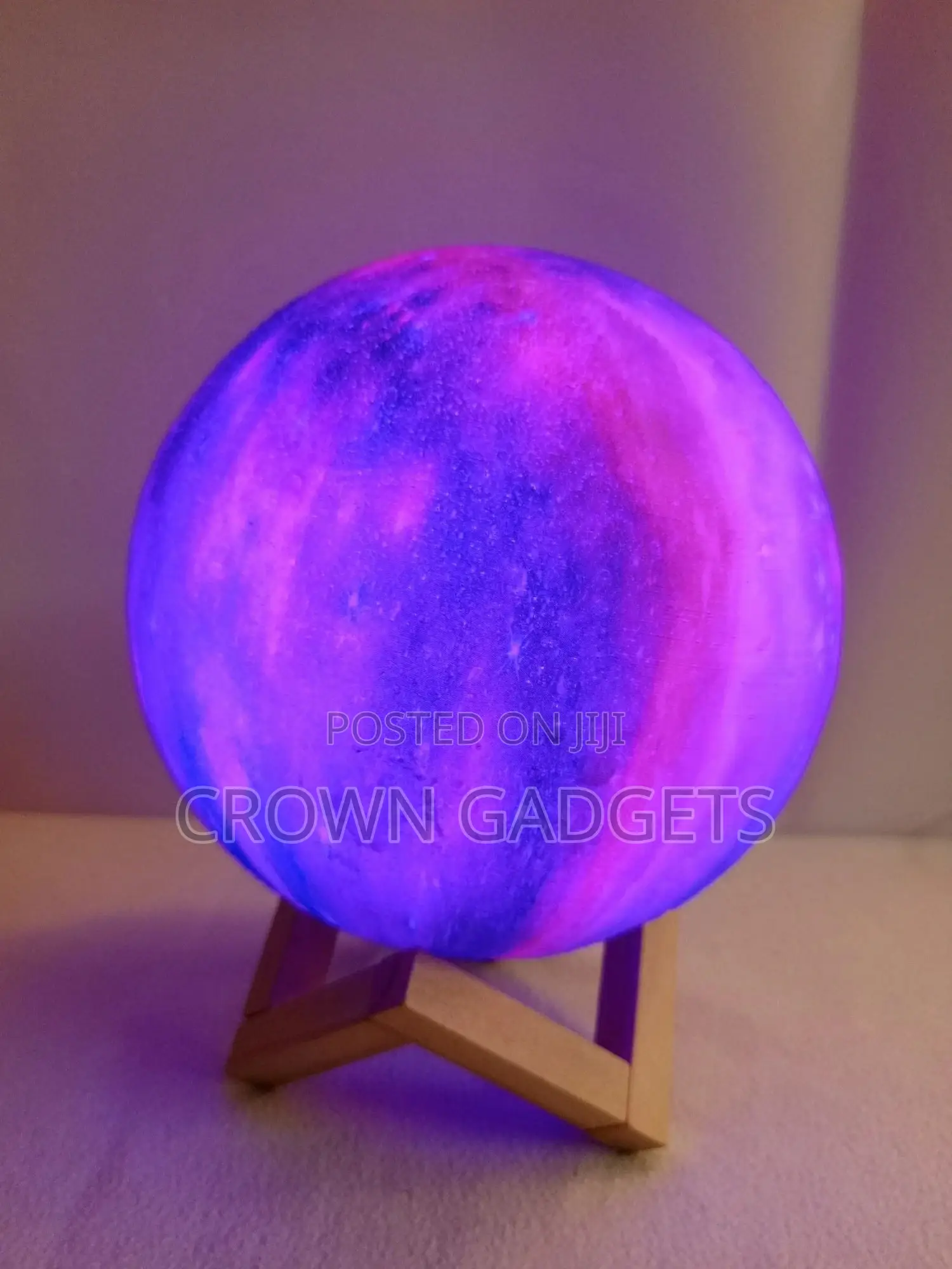 Moon Night Light With Wooden Base, USB Rechargeable