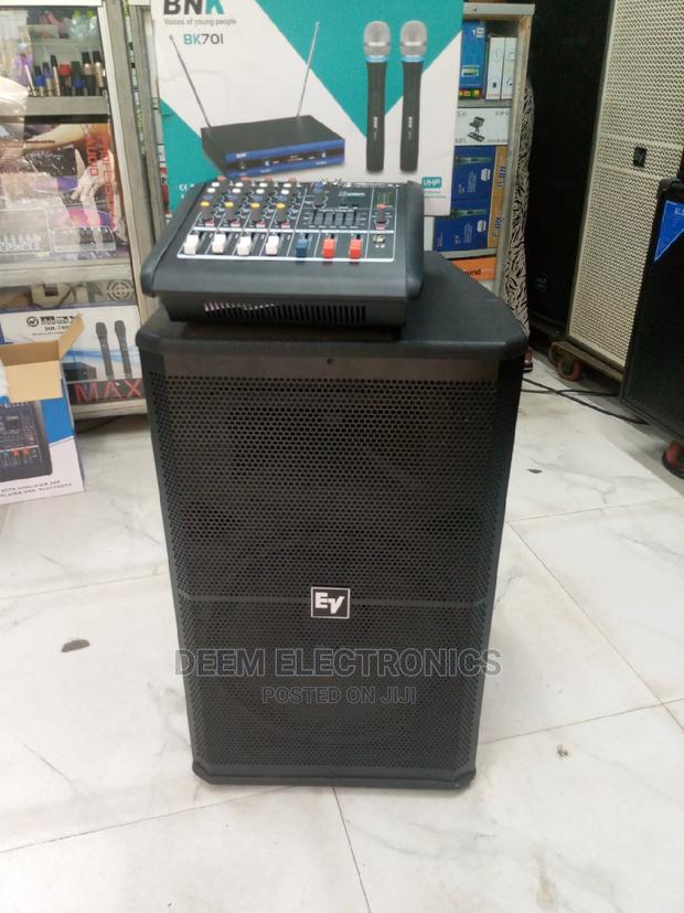 Powered Mixer 4channel, Speaker and Wireless Microphone - main view