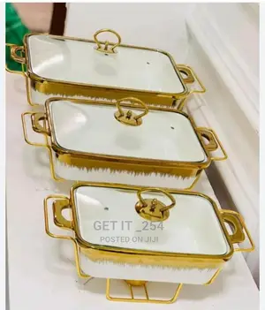 Ceramic Chaffing Dish With Gold Details