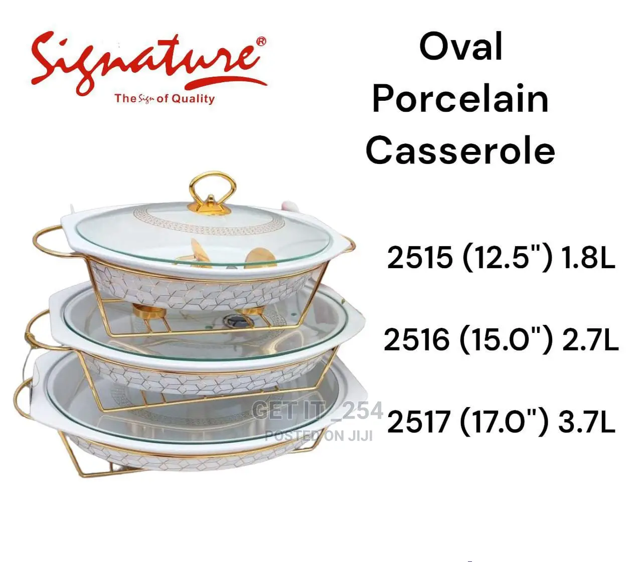 Oval Porcelain Casserole Set 
With Warmer Rack