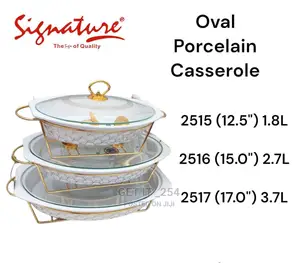 Oval Porcelain Casserole Set 
With Warmer Rack