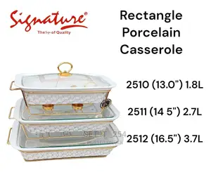 Rectangle Porcelain Casserole Set 
With Warmer Rack 
Per Set