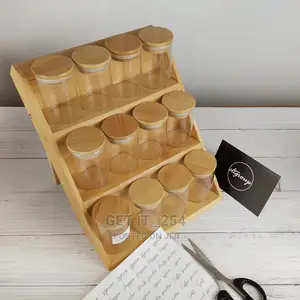 12pcs Airtight Glass Spice Jars With Bamboo