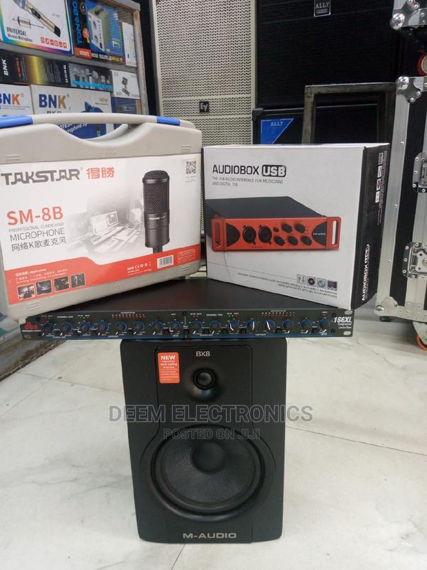Studio Monitors, Compressor,Studio Microphone and Sound Card