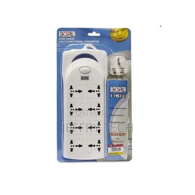 Borl High Grade 8 Ways Heavy Duty Extension Socket - White - main view