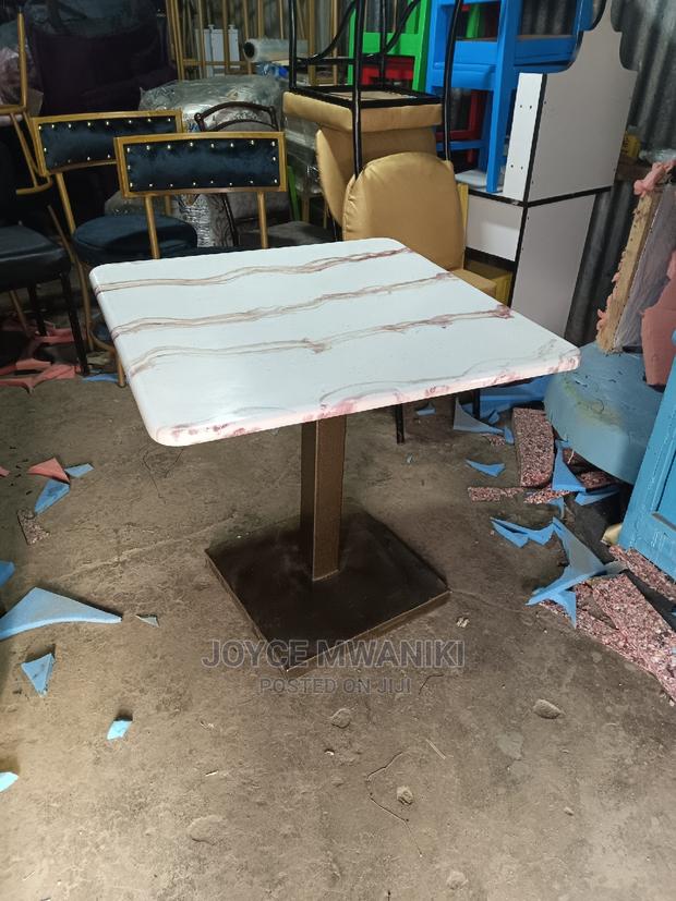 Marble Restaurant Table With Powder Coated Stand
