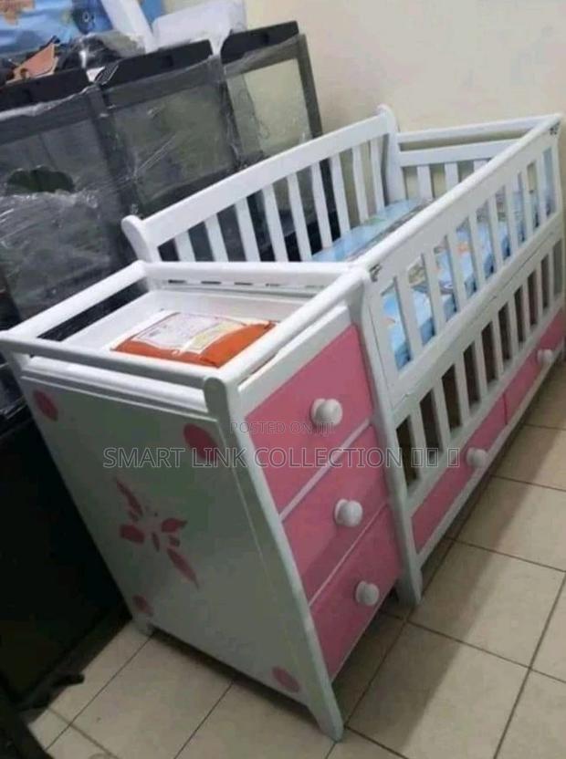 Full Baby Cot With a Chest Drawers,Mattress,Net,Cot Bumper - thumbnail 2