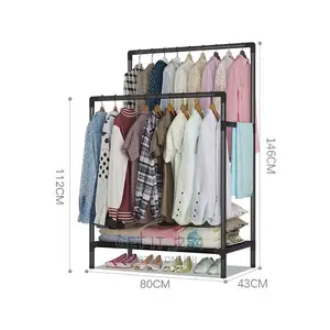 Double Pole Clothing Rack With Lower Storage