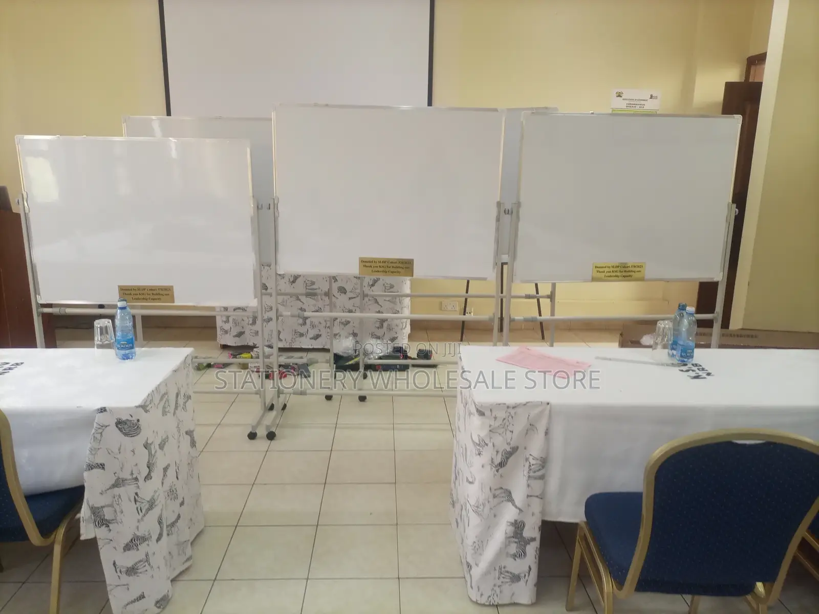 White Board With Wheeled Stand 90cm X 120cm