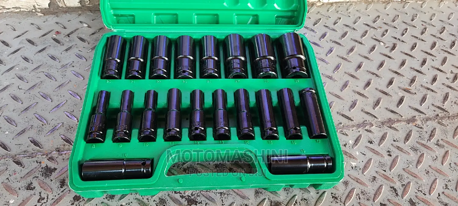 20 PIECES 1/2'' DRIVE DEEP IMPACT Box Spanner Sockets Kit