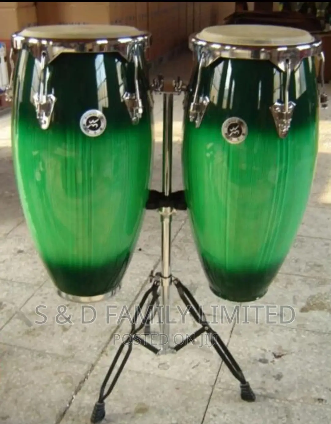 Green Conga Drums Single Stand