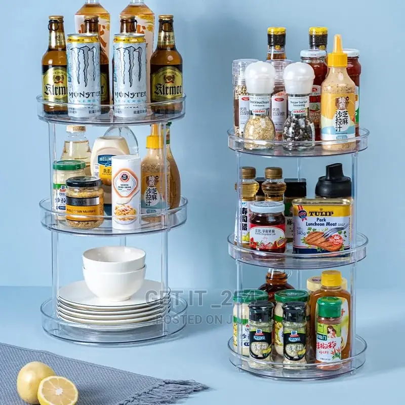 Three Layer 360 Rotation Cabinet Turntable Organizer/