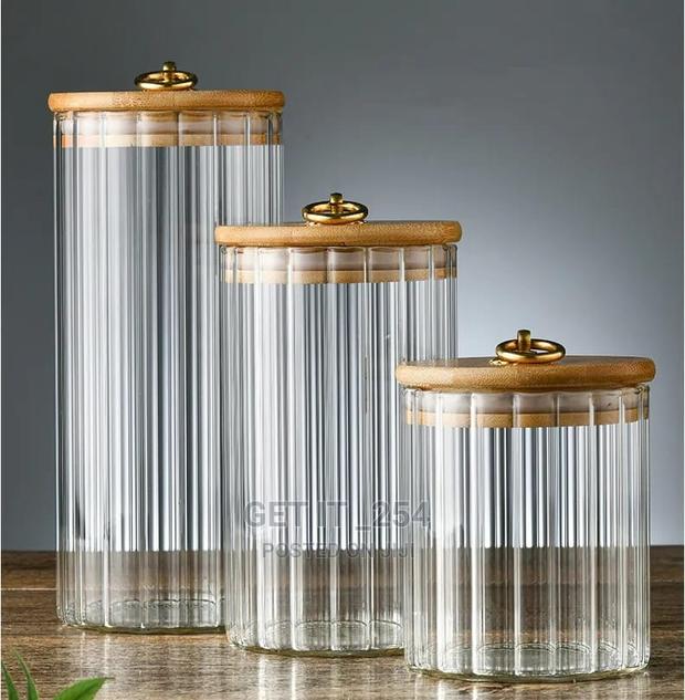 3pcs Set Airtight Kitchen Glass Storage Jars