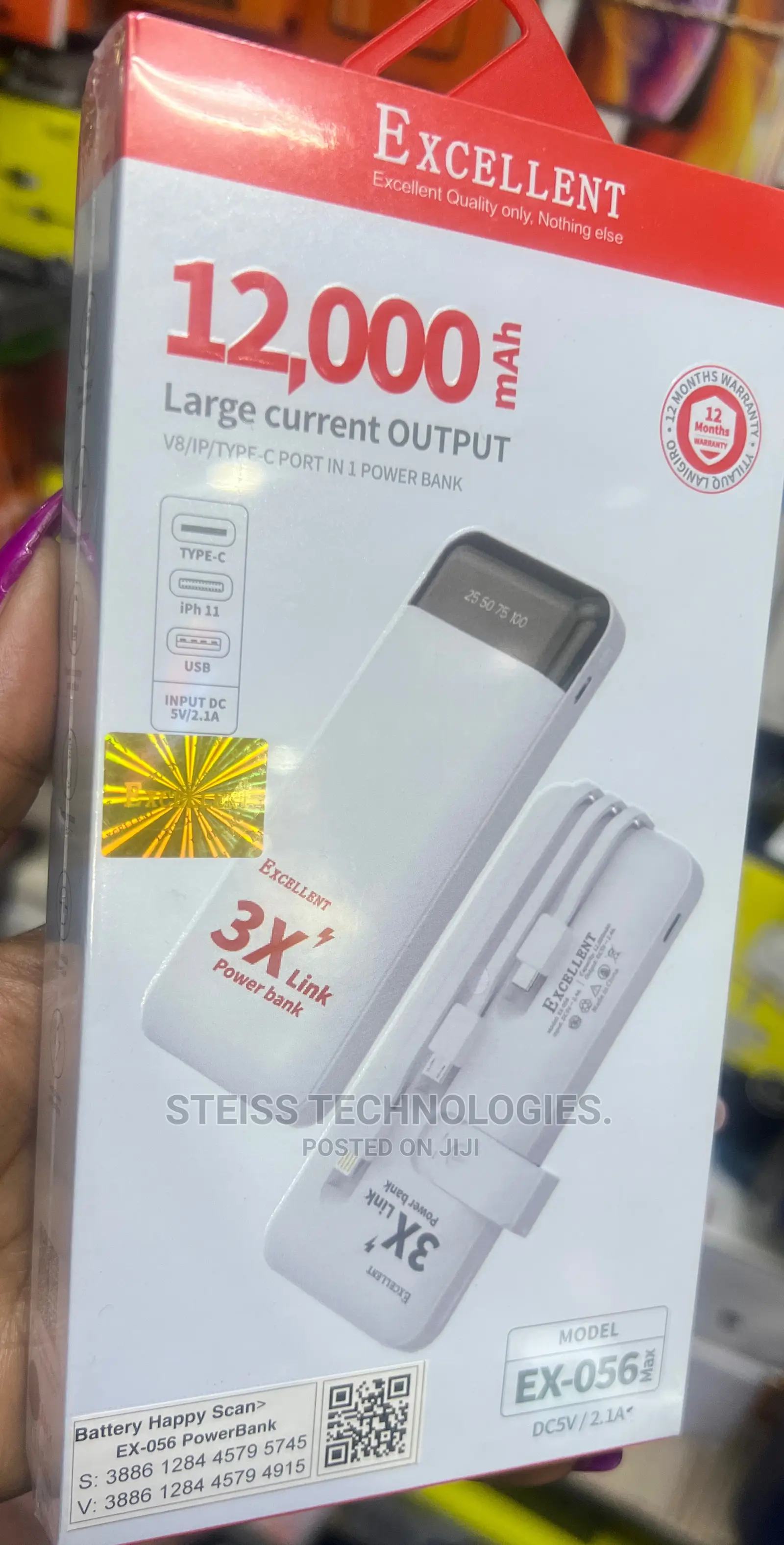 12000mah Excellent 3x Powerbank.