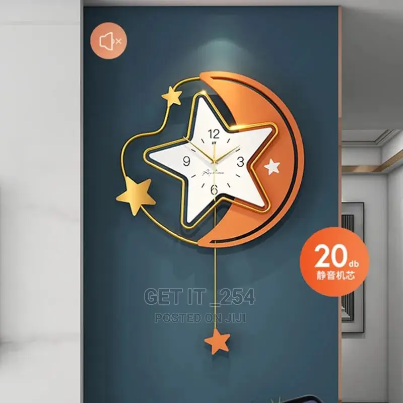 Orange Star  Hall Silent Mechanic Wall Clock