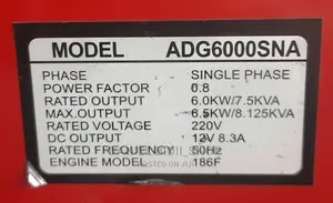 ADG6000SNA Aico 7.5kva Diesel Generator ATS SINGLE PHASE