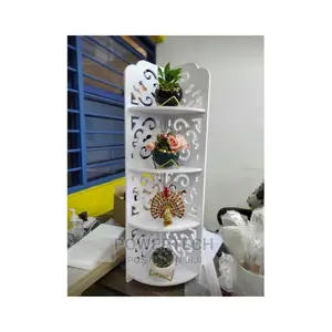 White Triangular 4 Layer Corner Shelf.