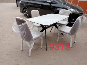Glass Top 4 Seater Dining Table Set