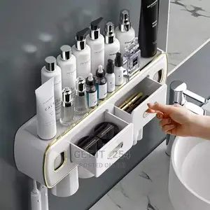 Wall Mounted Self-Adhesive Toothpaste With Toothbrush Holder