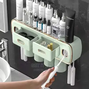 Wall Mounted Self-Adhesive Toothpaste With Toothbrush Holder