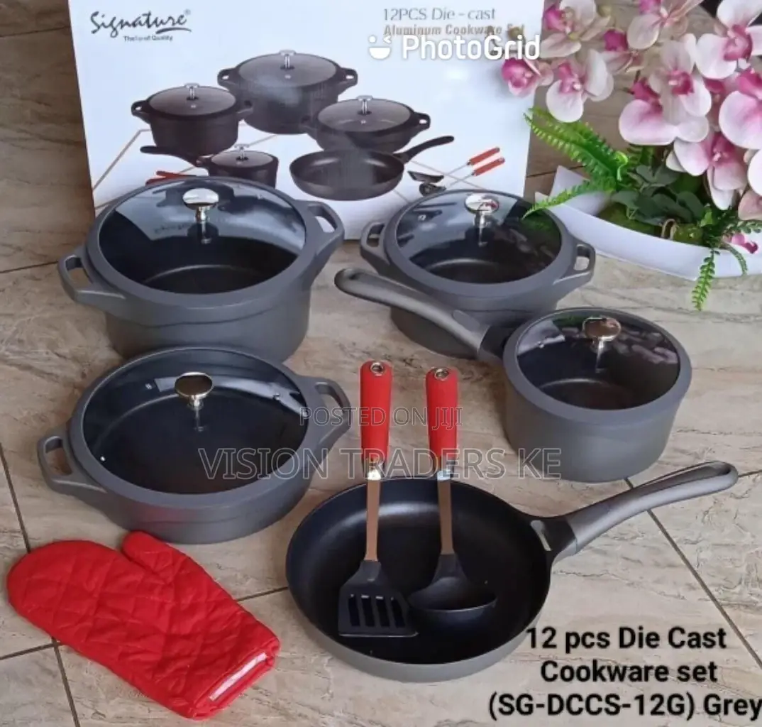 Signature 12pcs Die-Cast Cookware Set-Grey