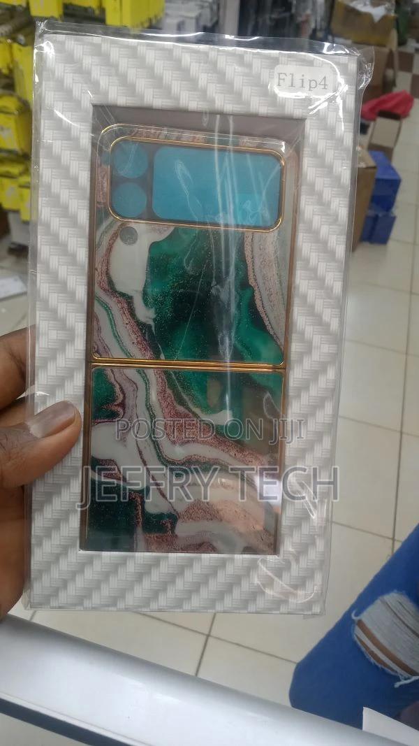 Galaxy Z Flip4 Case Marble Green Leather Phone Protective Co - main view