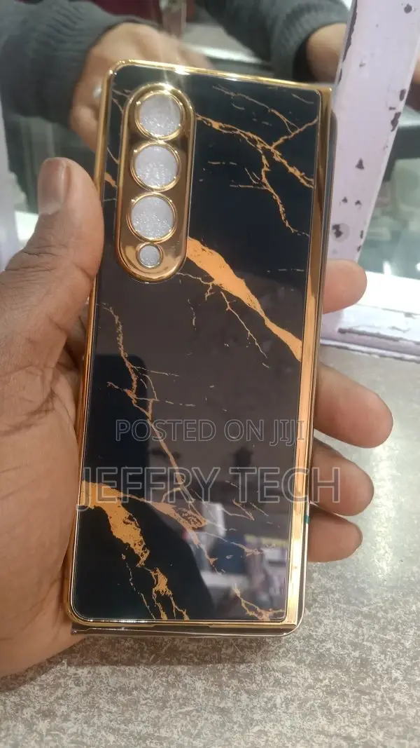 Marble Design Case for Samsung Galaxy Z Fold 4 - Black Gold